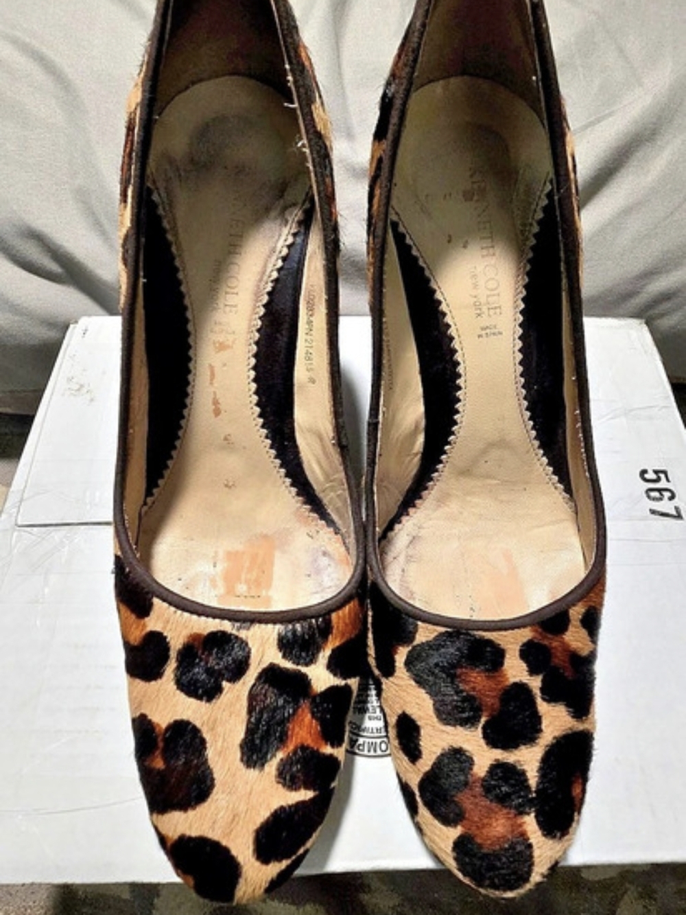 Kenneth Cole Leopard Hair Calf Leather Heels Size 6M Made In Spain